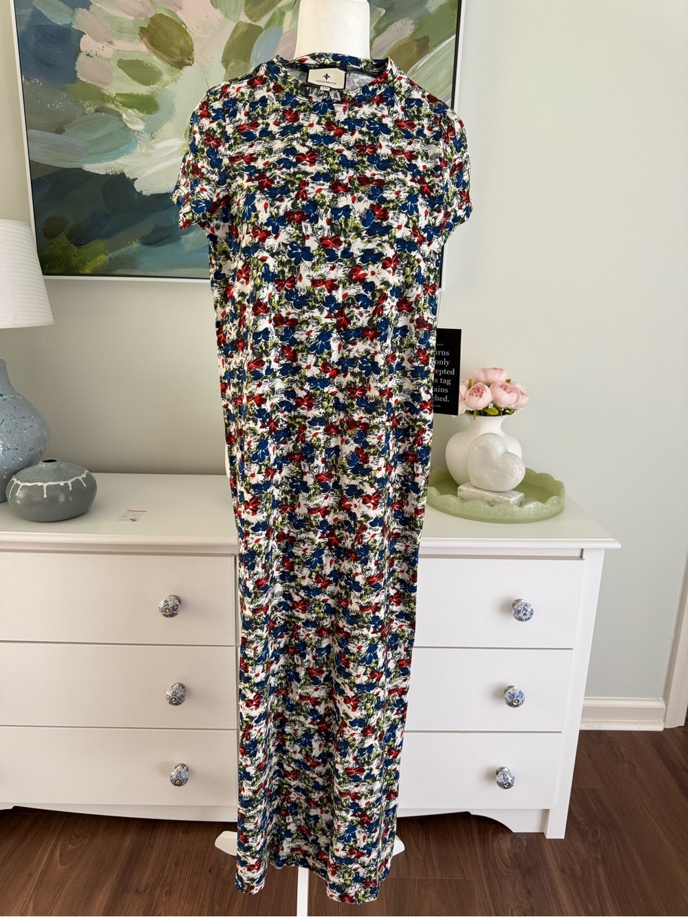 Tuckernuck Multicolor Floral Short-Sleeve Maxi Dress